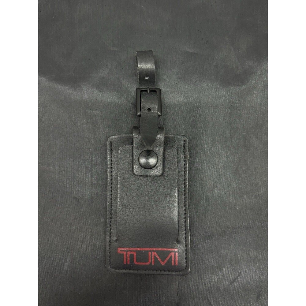 Tumi Leather Luggage Tag Holder - Black and Red